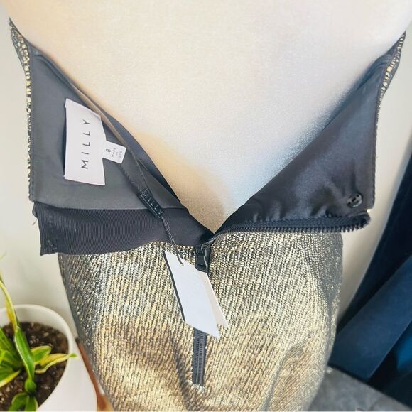 Milly Marta Couture‎ Metallic Strapless Dress, Gold/Black, Boned, Size 8, NWT - Picture 15 of 17